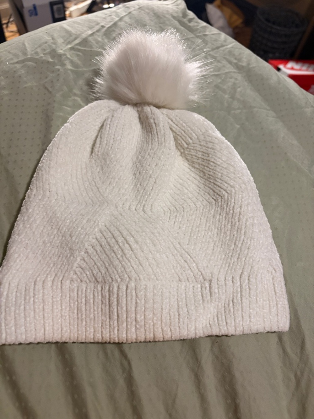 A New Day Cozy White Pom-Pom Knit Beanie